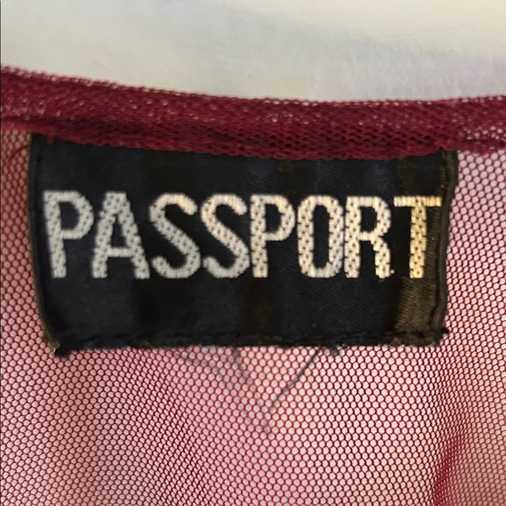 Passport  Vintage 90s Burgundy Beaded and Sequined Embellished Sheer Tank Top - Picture 9 of 14